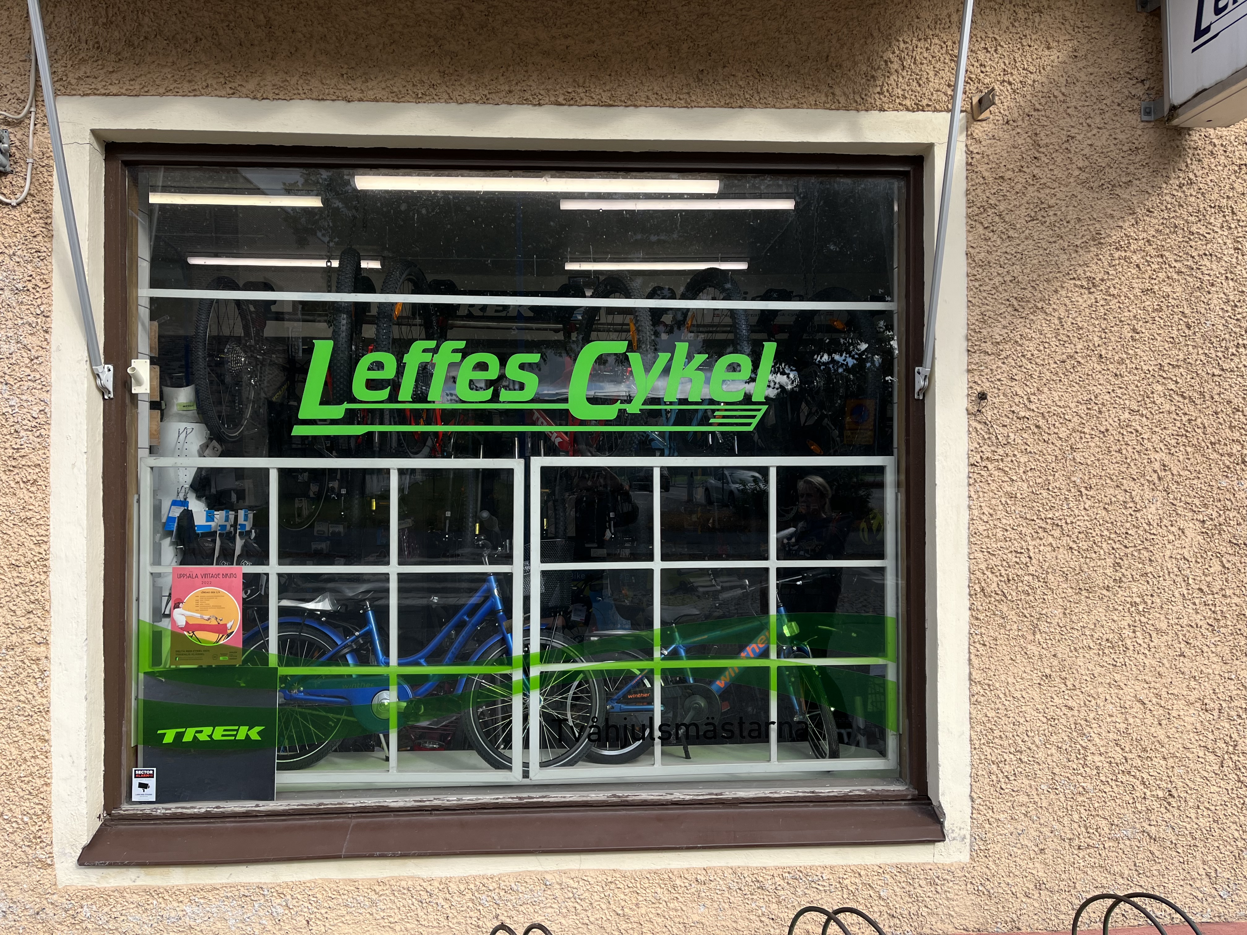Leffes cykel Skyltfönster
